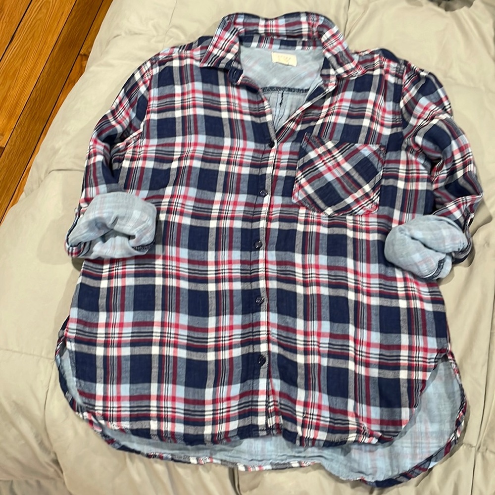 ID: 23 plaid 3/4 sleeve button down